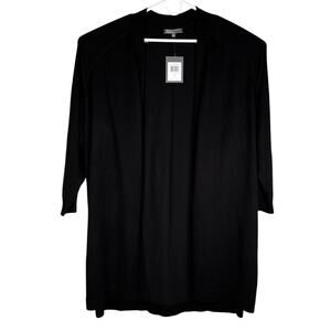 89th & Madison Black Duster Sweater Cardigan 2X Open Cozy New
